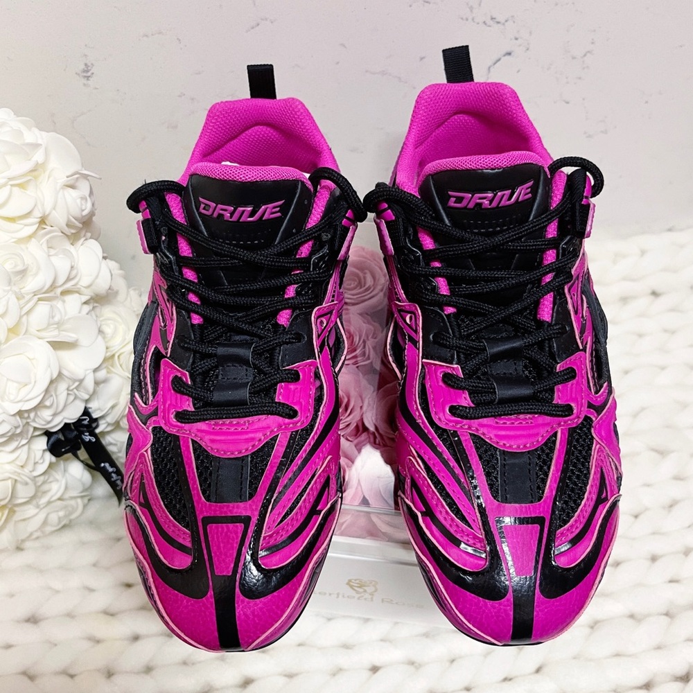 Authentic Balenciaga New Pink and Black Drive Sneakers